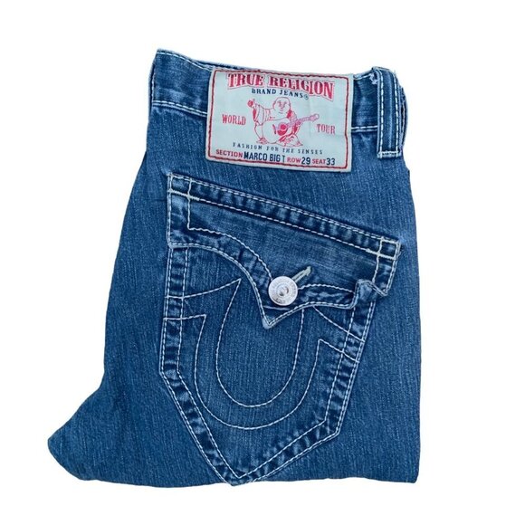 Vintage True Religion Jeans Size 29 MARCO BIG T UNIQUE Blue - Picture 4 of 9